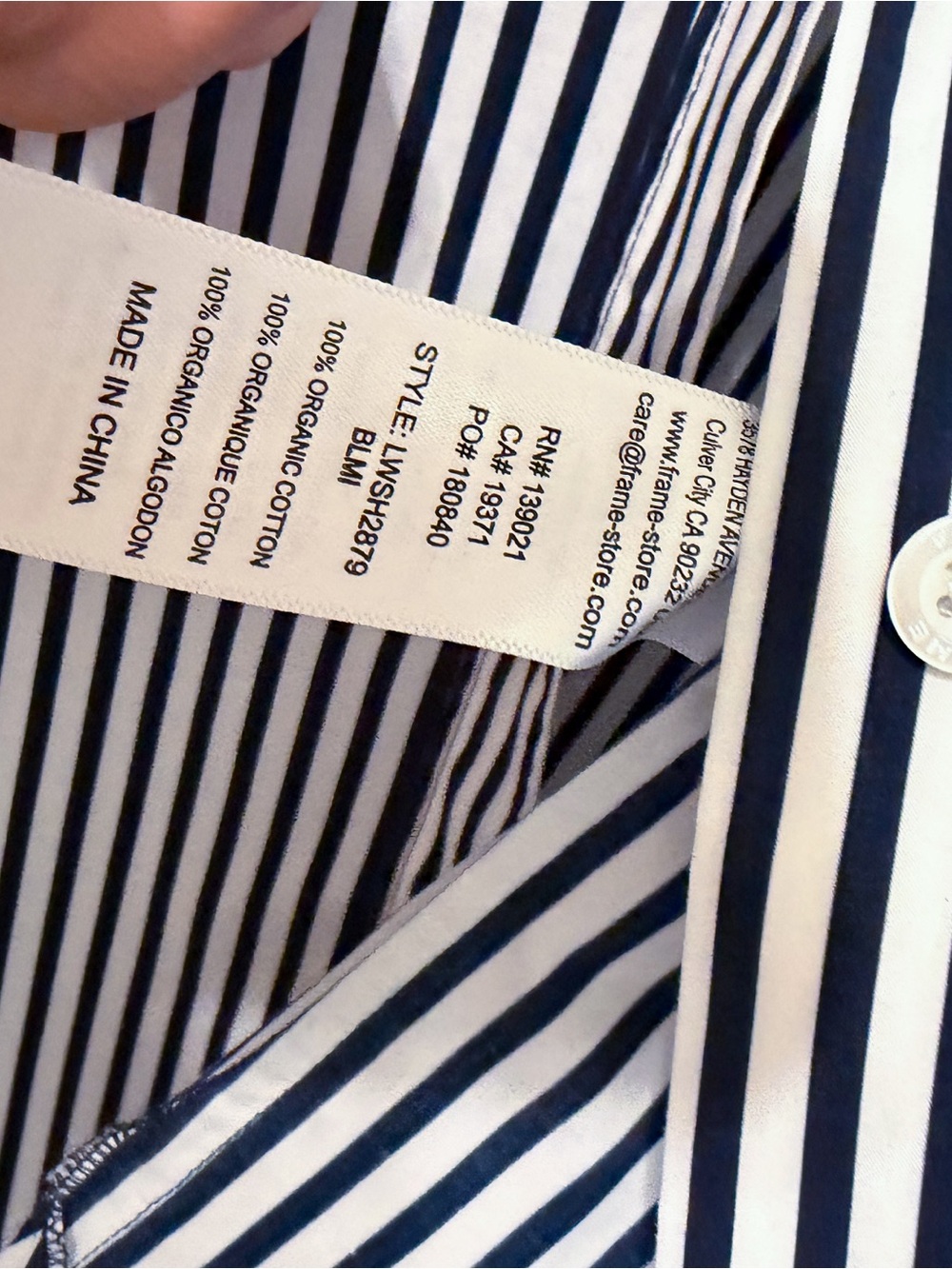 NWT! Frame Denim Black & White Stripe Button-Down Relax fit Shirt Medium - Picture 4 of 7